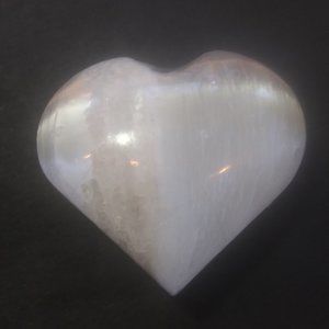 Selenite carved in a heart shape